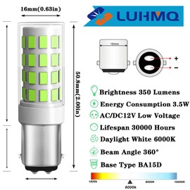 3-Pack BA15D LED Bulb AC/DC12V Low Voltage Dimmable 1157 1004 1076 1130 1142 1176 S8 Double Contact Bayonet Base for RV trailer camper motor home marine boat landscape bulb 3.5W (Daylight White 6000K)