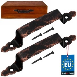 KOTARBAU® Set of 2 Forged Door Handles 200 mm Black + Antique Copper Antique Steel Door Handle for Doors Gates Gates