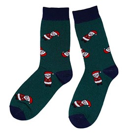 Weri Spezials Men's Cotton Christmas Socks - Colourful Socks with Christmas Motifs, Funny Christmas Gifts, Dark Green Santa Claus, 39-42