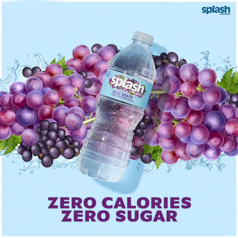 Splash Refresher, Acai Grape Flavor Water Beverage, 16.9 Fl Oz