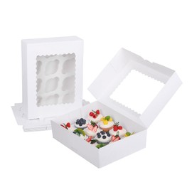GRANDAN Pre-folded White Cupcake Container, Ultra Strong 12 Count with Window Boxes Holding 24 Pastry Box for Birthday Holiday Party Bakery Supplies, Cupcake boxes Set in Seconds (White-2 Pack)