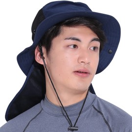 FELLOW Beach Hat, Men's, Women's, 33 Colors, Surf Hat, Safari Hat, Sea Outdoors, One Size, UV Protection, navy, 59 cm