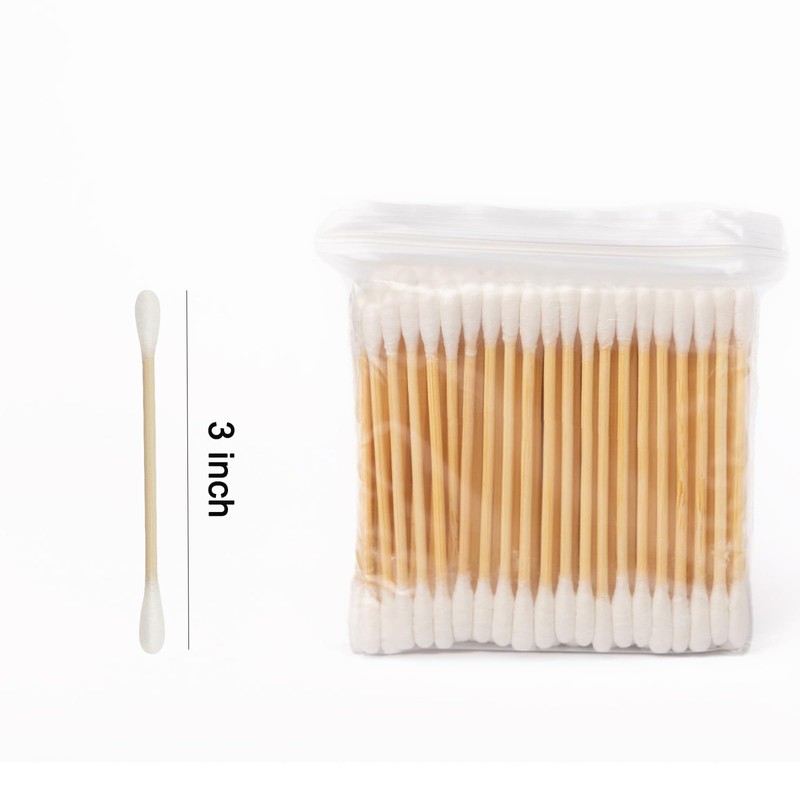 Egaageoi Organic Bamboo Cotton Swabs, 800 Count - Biodegradable Double-Tip