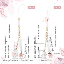 [OLYCRAFT] 4pcs Japanese Cherry Blossom Phone Charm Lanyard Phone Pendant Decoration Phone Strap Rabbit Cat Paw Pendant Keychain Cell Phone Accessories Keychain Decoration