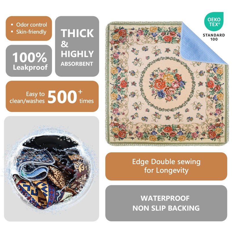 Qeils Washable Pee Pads, Reusable Puppy Pads Super Absorbent Leakproof