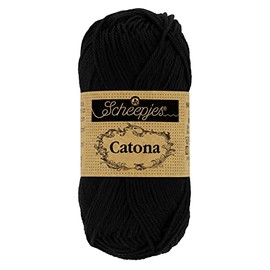 Scheepjes Catona - Hilo de ganchillo de algodón mercerizado 100 g - 110 Jet Black - 1 bola