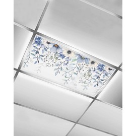 TOUBE 1 Pack Fluorescent Light Covers Spring Plants Floral Eucalyptus Leaf Magnetic Light Cover Fluorescent Light Shade Panel Ceiling Magnetic Light Filters for Home Drop Ceiling, 4 x 2 Feet