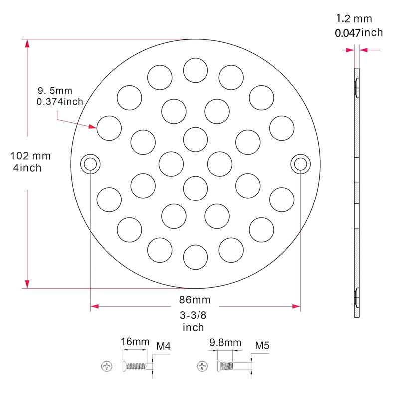 4 Inch Shower Drain Cover,Round Screw-in Floor Drain Cover,Easy-to-Install Replacement