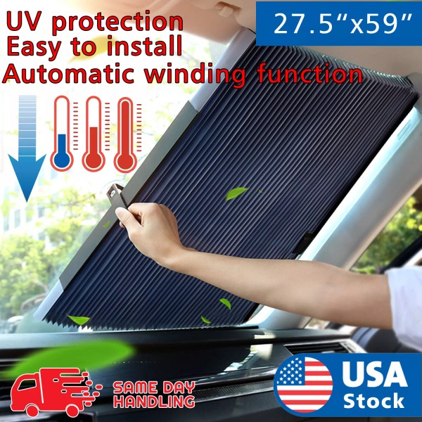 Aluminum Foil Automatic Retractable window car front windshield Sun Shade