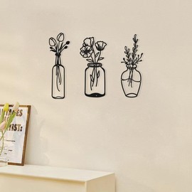 Metal Flower Design Wall Decor, 3 Counts/set Modern Wall Art, Wall Hanging Decor for Home Living Room Bedroom, Home Decor