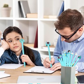 Wydexint Pack of 10 Funny Cartoon Pens, Rollerball Pens, Cartoon Gel Pens, Ballpoint Pens, Cute Ballpoint Pens, for Writing, Diary, Work Signature, Student Work with Pen Case (Blue)