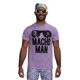 Costume Agent Macho Man T-Shirt Bandana and Sunglasses Complete Costume Set (Adult Small) Purple