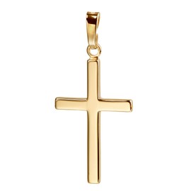 JEVELION Cross Pendant for Women, Men and Children as a Pendant in High Gloss with Jewellery Case, Gold Plated Silver
