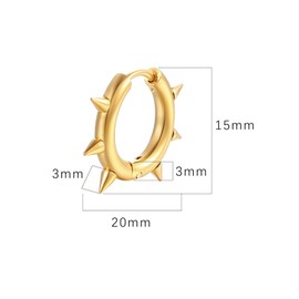 Stainless Steel Spike Hoop Earrings for Women Men Gold Silver Black Plated Punk Statement Gothic Rivet Awl Spike Circle Round Hypoallergenic Minimalist Huggie Hoop Earrings for Party Festival Jewelry Gifts (Gold)