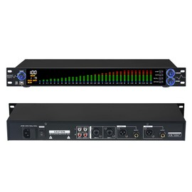 MIZISNR Digital Equalizer for Home Stereo Audio System, Professional 31 Band Dual Channel Graphic Equalizer Music EQ with PC Tuning, Noise Reduction & Spectrum Analyzer Display - Black