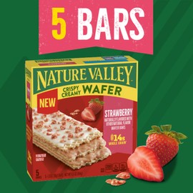 Nature Valley Strawberry Crispy Creamy Wafer Bars, Made With Whole Grain, 5 Bars, 6.5 oz Box