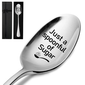 Just Spoonful of Sugar,Funny Engraved Stainless Spoon,Coffee Spoon,Coffee Lover Gifts for Men Women,Best Friend Spoon Gift(With Gift Box)
