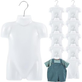Tioncy 10 Pcs Children's Plastic Mannequin Kid Dress Form 2-3 Years Half Body Children's Mannequin Hanger for Sewing Window Counter Display(White)