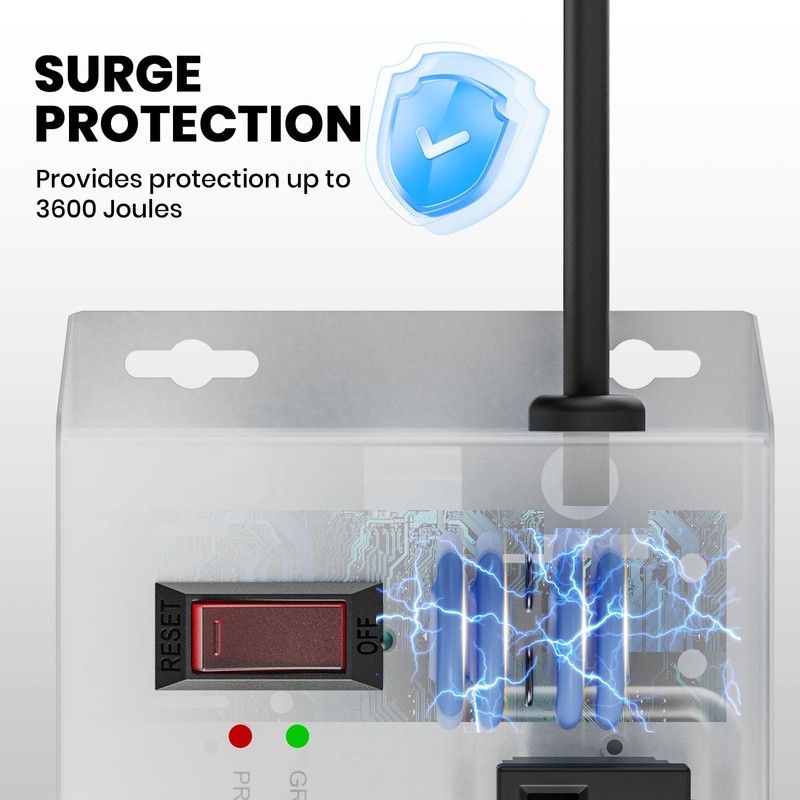 Magnetic Heavy Duty 20A Power Strip with Surge Protector, 9-Outlet