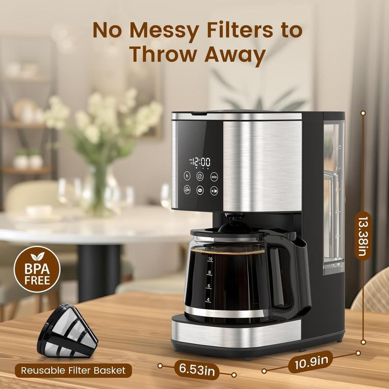 COWSAR 10-Cup Coffee Maker, 24-Hour Programmable Coffee Brewer, Keep Warm,