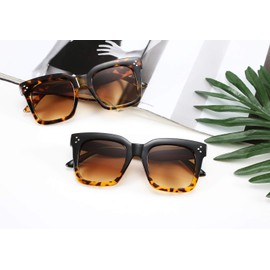 FEISEDY Vintage Oversized Square Sunglasses Womens Trendy Luxury Big Sun Glasses UV400 Protection Gradient Shades B2486