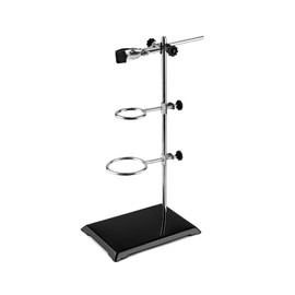 QWORK Laboratory Stands Support Set, Steel Lab Stand Set with Cast Iron Base, Rod 16" L with Burette Clamp and Flask Ring Clamps