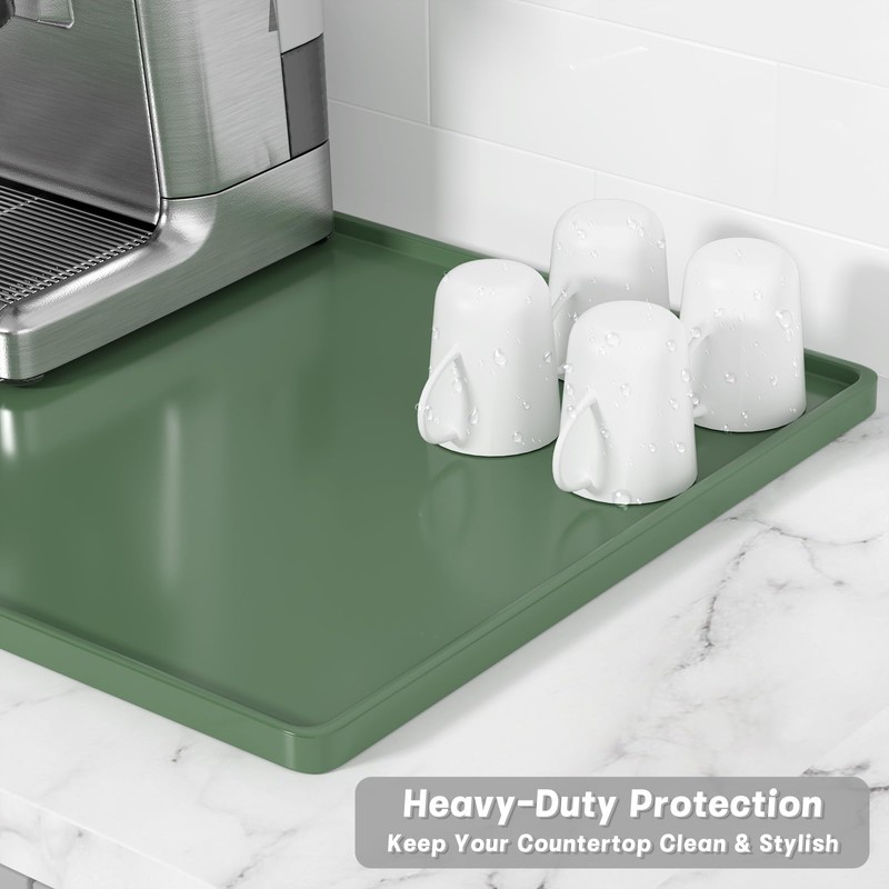 Rnivvi Silicone Coffee Mat, 12" x 19" Waterproof Raised Edge