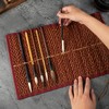 Bamboo Roll Up Brush Holder, 7/8/9 Slot Calligraphy Pen Case,