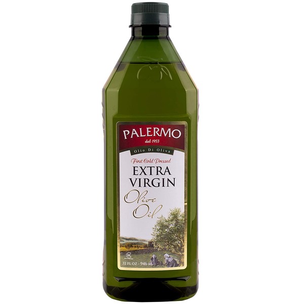 Palermo Extra Virgin Olive Oil, Cold-Pressed Within 4 Hours, Unrefined, Kosher, Gluten-Free, 32 oz