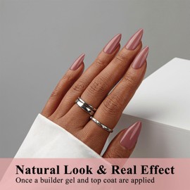 Uñas postizas de gel en forma de almendra cortas, uñas postizas de gel suave, 300 unidades, uñas postizas de gel precoloreadas en color malva, uñas postizas de gel naturales, uñas postizas