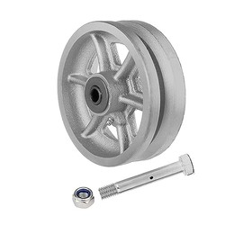 NINOSO 6"x 2" V-Grooved Wheel - Cast Iron Wheel, Capacity up to 1000 Lb, Use for Slide Gate,Rolling Door with V-Track, Silver（1 Wheel）