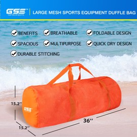 Orange Heavy-Duty Large Mesh Sports Duffle Bag, Dry Bag, Diving Equipment Scuba Bag with Zipper. Great for Gym Workout, Sport Balls Storage, Scuba Gear, Snorkeling, Water Sports and Travel