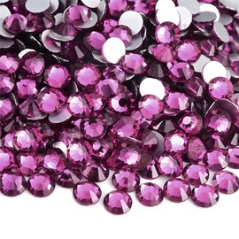 Diamantes de imitación redondos para uñas, arte y manualidades, 2000 piezas SS16 de 4 mm, cristales con purpurina, piedras para manualidades, bolsas de ropa (morado uva)