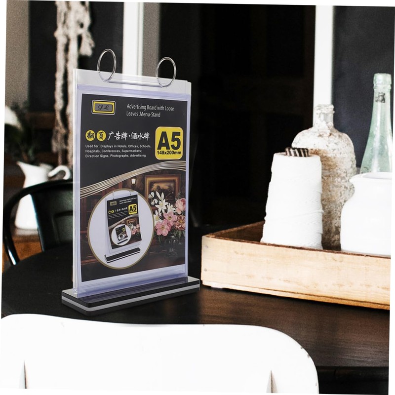 Operitacx Restaurant Table Menu Flip Sign Holder 2pcs PVC Flip