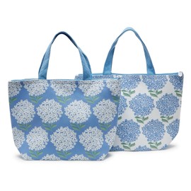 Two's Company Hydrangea Thermal Lunch Tote Bag Assorted 2 Colorways