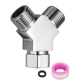 sourcing map G1/2" Shower Diverter Valve 3 Way, Stainless Steel Bidet Y Adapter Connector Hose Fitting Tee with PTFE Tape and Gasket for Bidet Angle Valve Hose Toilet Faucet, （58mm,Silver