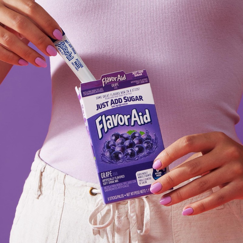 Flavor Aid Grape Unsweetened Drink Mix Pitcher Packets, 2 Quart