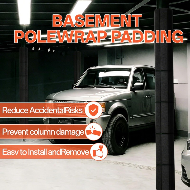 Basement Pole Cover, Garage Pole Padding - Anti-Slip Fabric Wrap