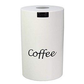 Coffeevac 1 lb - The Ultimate Vacuum Sealed Coffee Container, White & Coffee Logo