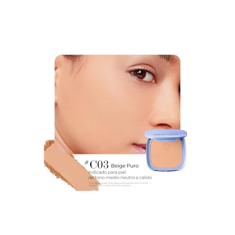 SACE LADY Flawless Master Polvo Compacto Waterproof，Maquillaje en Polvo Traslúcido，Control