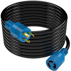 MAKERZ 252 Heavy-Duty Locking Generator Extension Cord - 3-Prong, 50' Length, NEMA L5-30P Twist Lock Connector to NEMA L5-30R, 3750 Watt Max Load, ETL-Certified