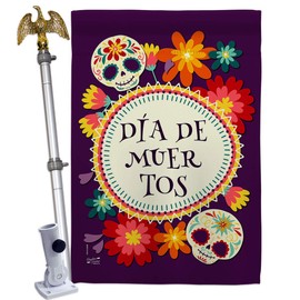 Angeleno Heritage Celebrate Dia de Muertos House Flag Eagle Set Fall Day of Dead Los Fiesta Mexican Party Autumntime Decoration Banner Small Garden Yard Gift Double-Sided, Made in USA