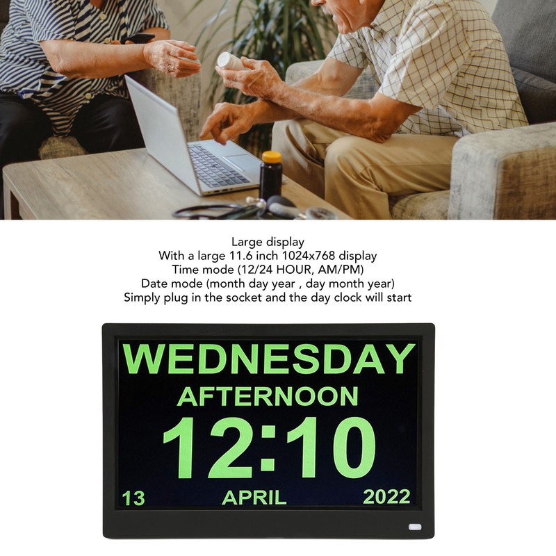 11.6 Inch Digital Calendar Alarm Day Clock 12 24 HR