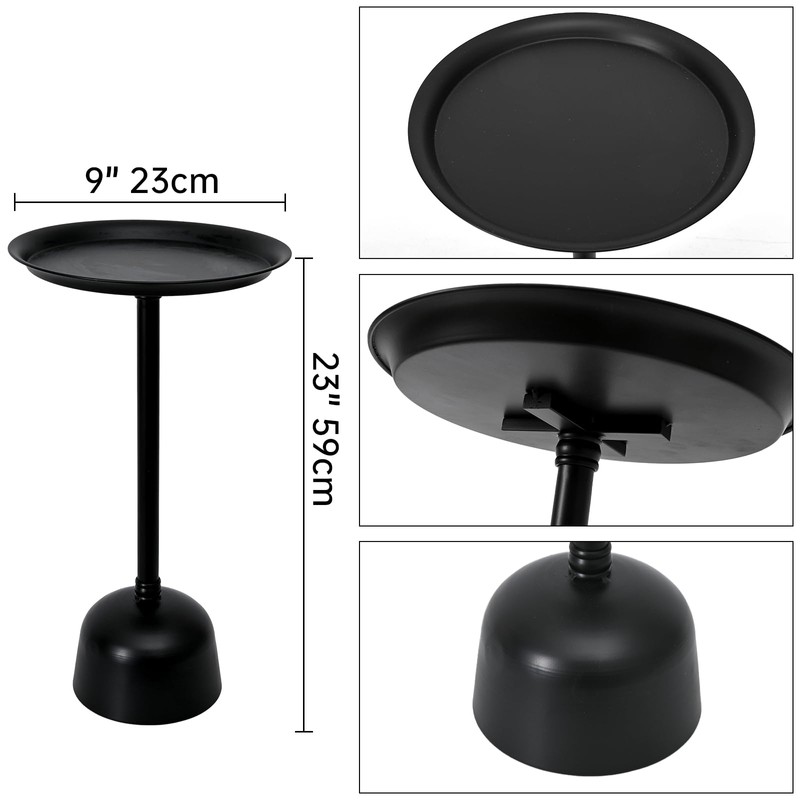 21" Metal Modern Round Side Table, Matte Black