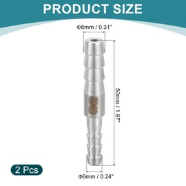 sourcing map 2Pcs 5/16" to 1/4" Hose Barb Reducer Pipe Fitting, 304 Stainless Steel Hose Pipe Fitting Sanitary Adapter for Vacuum Systems, Industrial Pipe Connections, Silver