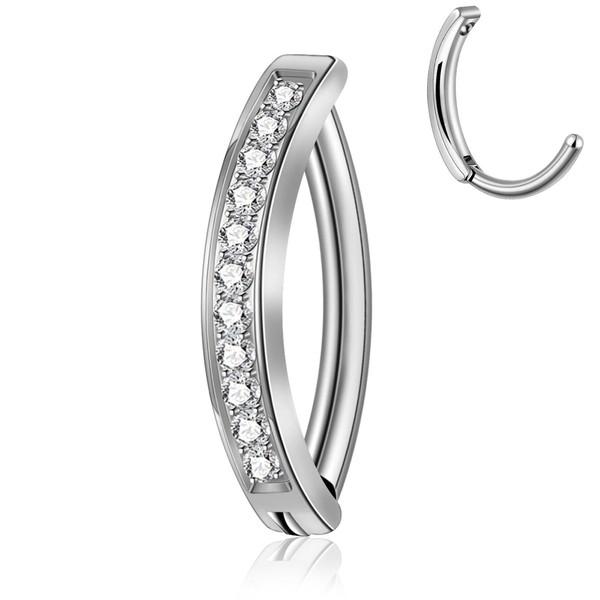 JOYTOYOU 1PC 14G 1.6MM Titanium Belly Button Ring Silver Clicker