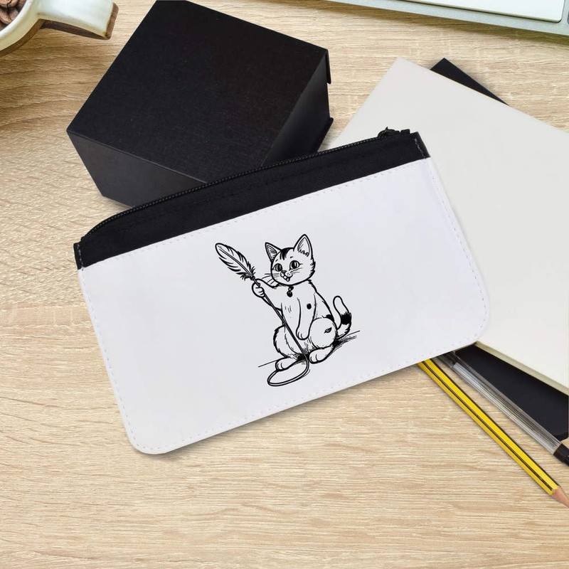 'Cat Playing with A Feather Toy' Pencil Case (PC00049366)
