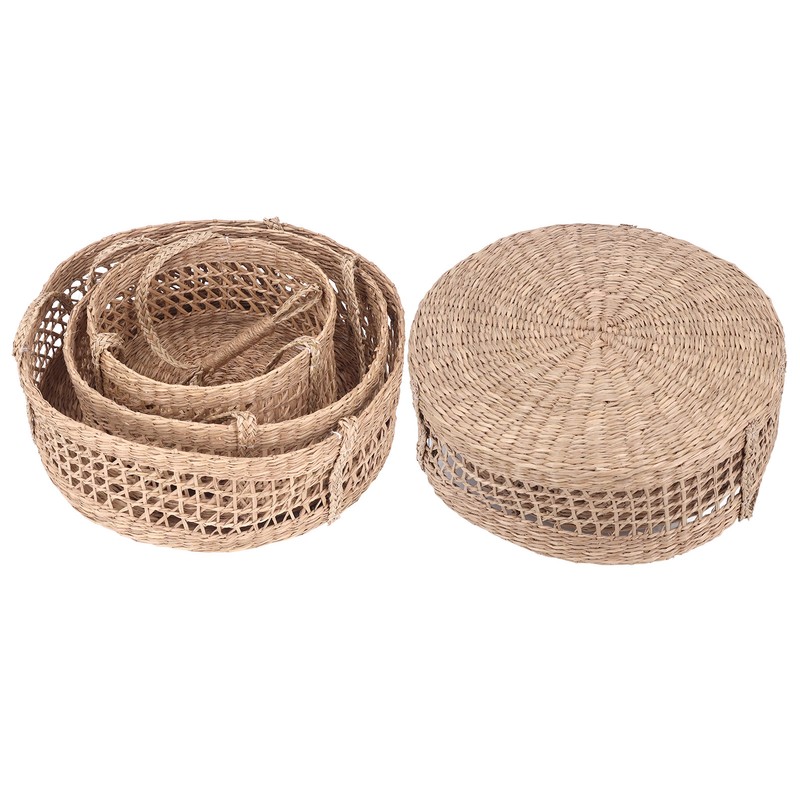 Hanging Fruit Basket Rattan 3 Tiers Multifunctional Foldable Elegant Style