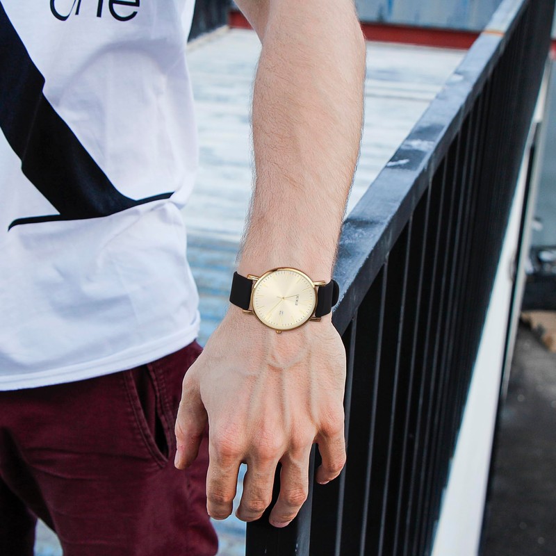 BUREI Men's Wristwatch, Simple, Analog, Waterproof, Quartz, Date, Ultra-thin, Lightweight,