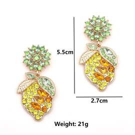 Yellow Lemon Earrings, Green Leaf Lemon Dangle Earrings for Women, Bohemian Lemon Vacation Earrings, Tropical Fruit Lemon Statement Earrings Summer Boho Jewelry, Colorful Lemon Earrings for Ladies,